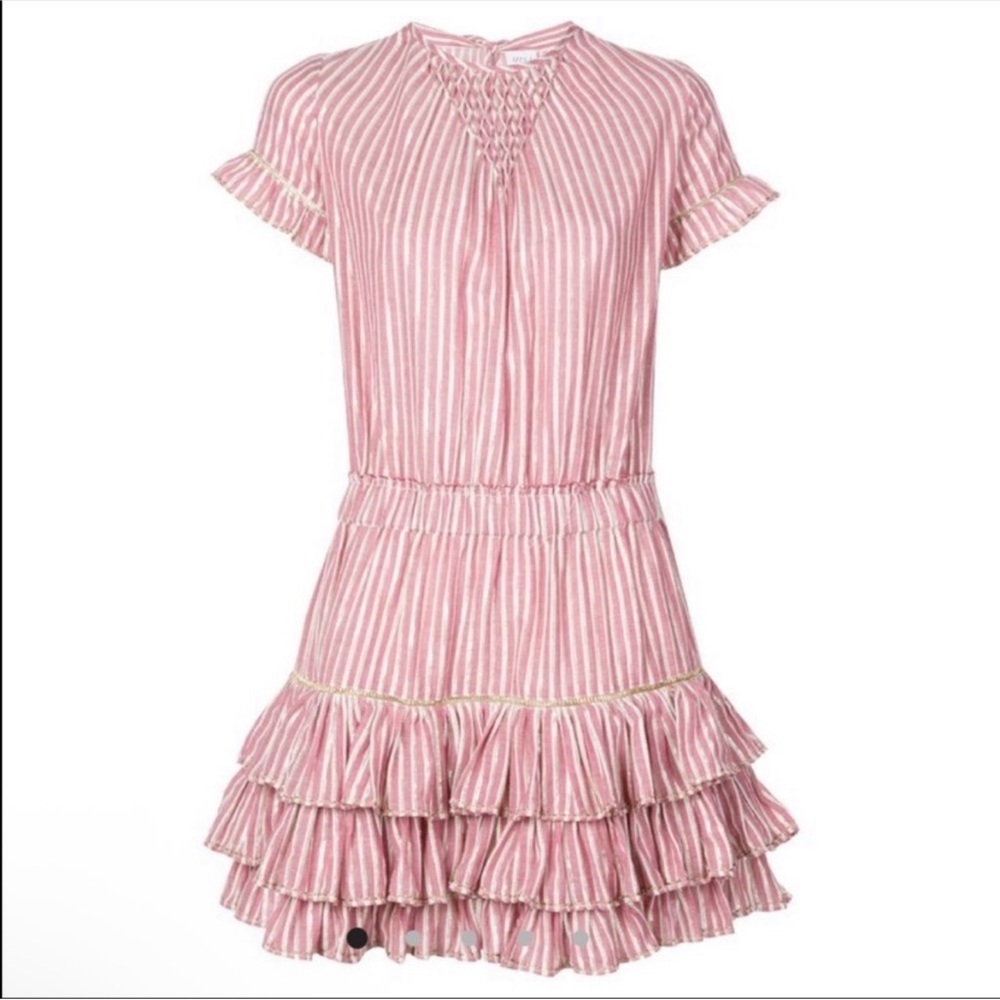 MISA Los Angeles Yulissa Pink Striped Tiered Ruffle Mini Dress Size S